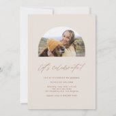 Boho Terracottaアーチ写真卒業 招待状 (裏面)