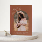 Boho Terracottaアーチ写真卒業 案内状