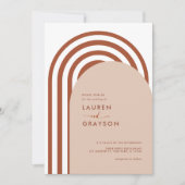 Boho Terracottaアーチ写真結婚ズ 招待状 (正面)