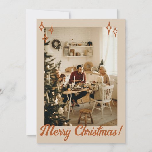Boho Terracottaフォトファミリーメリークリスマス シーズンカード (正面)