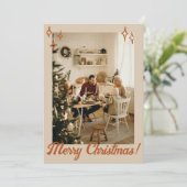 Boho Terracottaフォトファミリーメリークリスマス シーズンカード (スタンド正面)