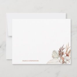 Boho Terracottaフローラフルネームまたはカップル名 ノートカード