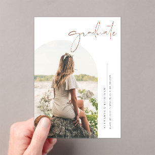 Boho TerracottaミニマリストArch写真卒業 アクリル招待状