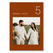 Boho Terracottaミニマル結婚リストの写真 テーブルナンバー (正面)