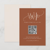 Boho Terracottaモダン書道結婚のQRコード 出欠カード (正面/裏面)
