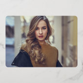 Boho terracottaレトロスクリプト写真Sweet 16 箔招待状 (裏面)