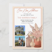 Boho Terracotta乾燥した草のフローラ写真の移動 案内状 (正面)