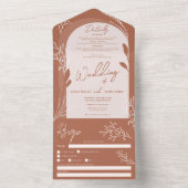 Boho terracotta写真フローラ素朴なアー結婚チ オールインワン招待状 (内側)