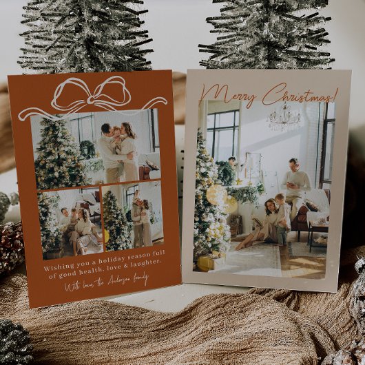 Boho Terracotta写真家族メリークリスマス シーズンカード