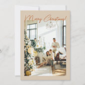 Boho Terracotta写真家族メリークリスマス シーズンカード (正面)