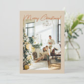 Boho Terracotta写真家族メリークリスマス シーズンカード (スタンド正面)