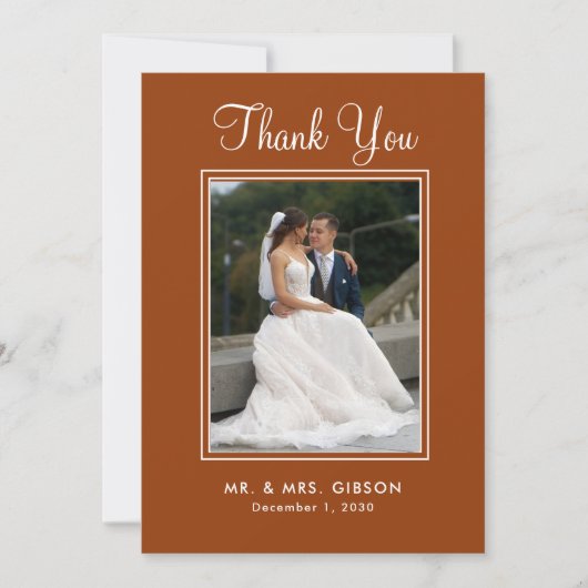 Boho Terracotta写真結婚のサンキューカード (正面)