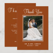 Boho Terracotta写真結婚のサンキューカード (正面/裏面)