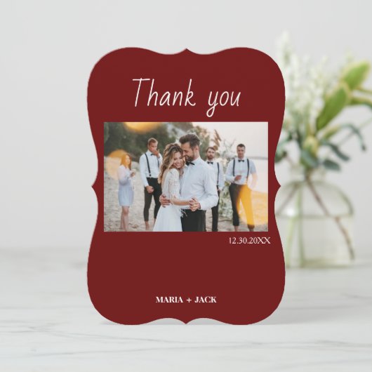 Boho Terracotta写真結婚のサンキューカード 招待状 (スタンド正面)