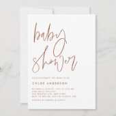 Boho Terracotta手書きスクリプトベビーシャワー 招待状 (正面)