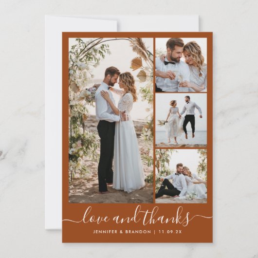 Boho Terracotta数々の写真結婚の サンキューカード (正面)