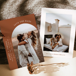 Boho Terracotta日付を保存 |ミニマモダンリスト 招待状