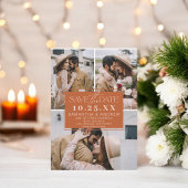 Boho terracotta日付3フォトグリッドのコラージュを保存 セーブザデート