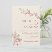 Boho Terracotta焼きオレンジミニマルフォト結婚ズ 招待状 (スタンド正面)