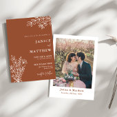 Boho Terracotta焼きオレンジ素朴フォト結婚ズ 招待状