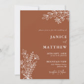 Boho Terracotta焼きオレンジ素朴フォト結婚ズ 招待状 (正面)