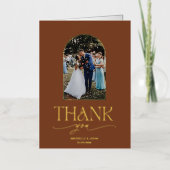 Boho Terracotta焼きオレンジ結婚写真感謝してい 箔グリーティングカード (正面)