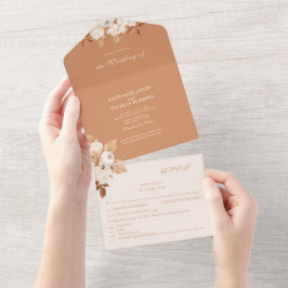 Boho Terracotta牡丹すべて1つの結婚式の招待 オールインワン招待状