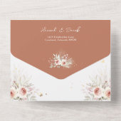 Boho Terracotta素朴フローラとRSVP結婚の オールインワン招待状 (裏面)