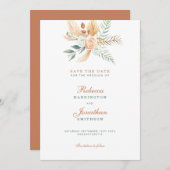 Boho Terracotta素朴結婚式の日付を保存 招待状 (正面/裏面)