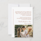 Boho Terracotta結婚の写真サンキューカード サンキューカード (裏面)