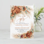 Boho terracotta銅花パンパス彼女はyes 招待状 (スタンド正面)