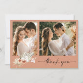 Boho Terracotta 2枚の写真結婚ありがとう サンキューカード (正面)