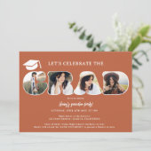 Boho terracotta 3枚の写真スクリプト卒業 招待状 (スタンド正面)