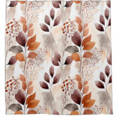 Boho Terracotta and Burgundy Leaves シャワーカーテン (正面)