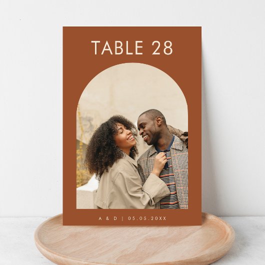 Boho Terracotta Archフォトミニマル結婚リスト テーブルナンバー