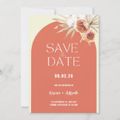 Boho Terracotta Arch Floral Save the Date Template セーブザデート (正面)
