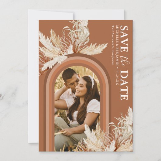 Boho Terracotta Arch Photo Save The Date セーブザデート (正面)