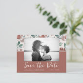 Boho Terracotta & Beige日付を保存結婚する ポストカード (スタンド正面)