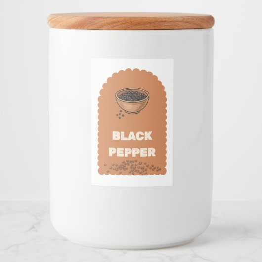 Boho Terracotta Black Pepper Spice Jar Label Stick フードラベル (正面)