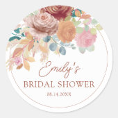 Boho Terracotta & Blush Bridal Shower ラウンドシール (正面)
