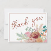 Boho Terracotta & Blush Thank You Bridal Shower  サンキューカード (正面)