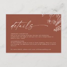 Boho Terracotta Burnt Orange Details Wedding エンクロージャーカード