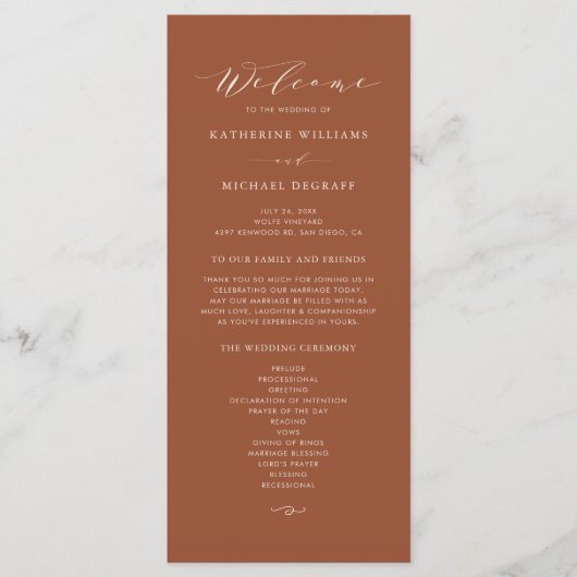 Boho Terracotta Dainty台本結婚の式 プログラム (正面)