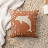 Boho Terracotta Dolphin Pillow | Add Text/Name クッション (ブランケット)