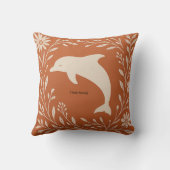 Boho Terracotta Dolphin Pillow | Add Text/Name クッション (裏面)