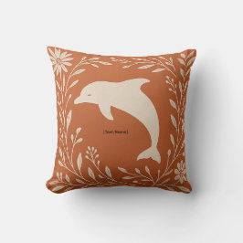 Boho Terracotta Dolphin Pillow | Add Text/Name クッション