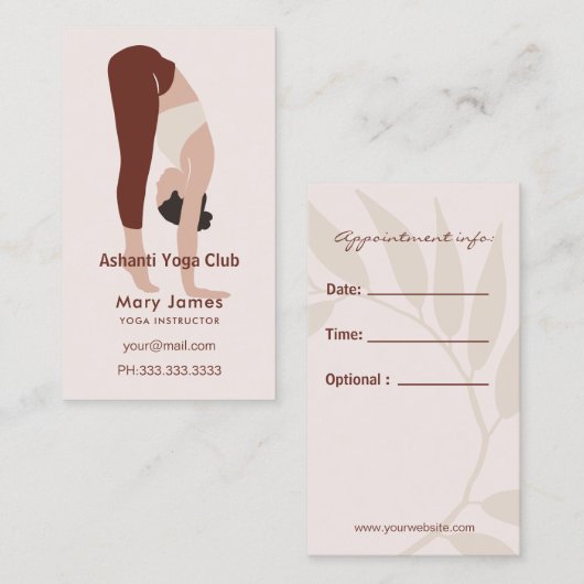 Boho Terracotta Earthy Yoga Instructor 予約カード (正面/裏面)