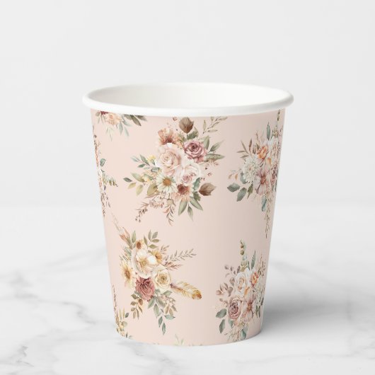 Boho Terracotta Floral Baby Shower 紙コップ (裏面)