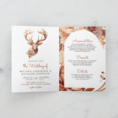 Boho Terracotta Floral Deer QR Code Wedding 招待状 (内部)