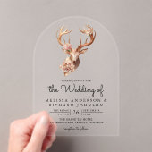 Boho Terracotta Floral Deer Wedding アクリル招待状 (インサイチュ (ポータブル))